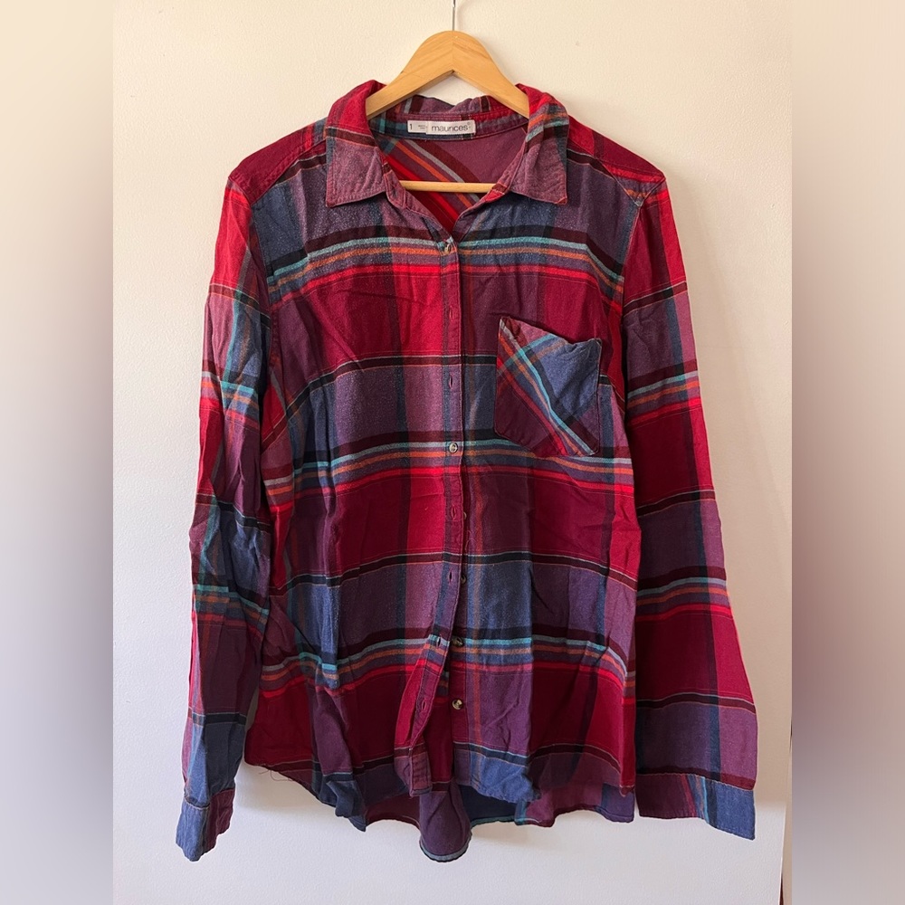 Maurices brand button down shirt plaid size 1x
